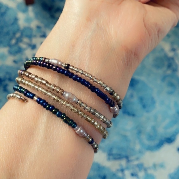 Layered Micro Bead and Pearl Adjustable Bracelet - Picture 11 of 15